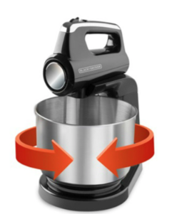 Black &amp; Decker batidora de pedestal negra, de acero inoxidable, 250w con tazón