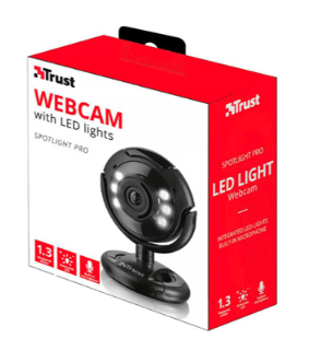 Trust cámara web spotlight pro, con luz led usb negro