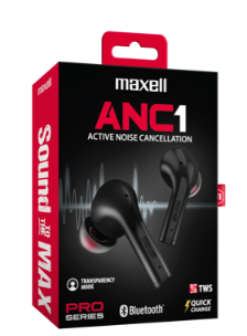 Maxell audífono inalámbrico negro con cancelación de ruido