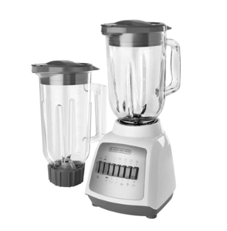 Black &amp; Decker licuadora 10 veloc jarra vidrio + jarra plástica 550w blanca