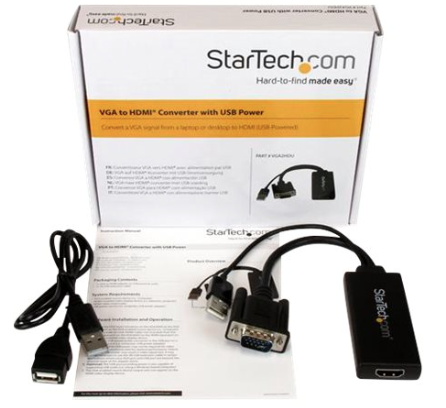 StarTech Adaptador-Conversor VGA a HDMI con Audio USB y Alimentación
