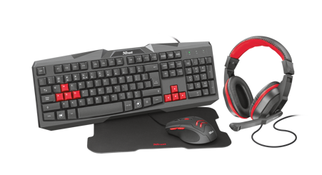 Trust combo gaming 4-in-1 ES negro