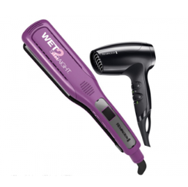 Remington combo secador y alisador cerámica + iones wet
