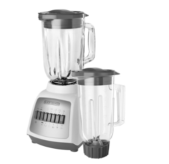 Black &amp; Decker licuadora 10 veloc jarra vidrio + jarra plástica 550w blanca
